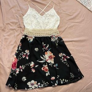 White, Black, and Floral Summer Dress